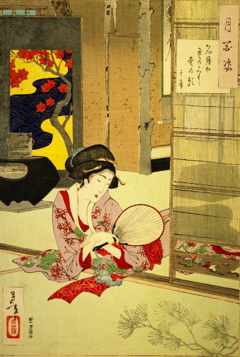 月百姿　名月や畳の上に松の影　其角 (つきの百姿) https://dl.ndl.go.jp/pid/1306389