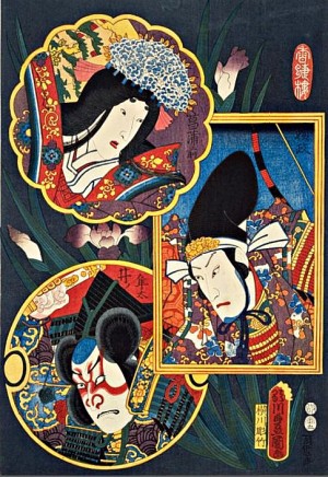 国立国会図書館デジタルコレクション「局政岡・仁木弾正・男之助・河津三郎・股野五郎・き世川・菖蒲前・頼政・井ノ隼太」を加工して作成