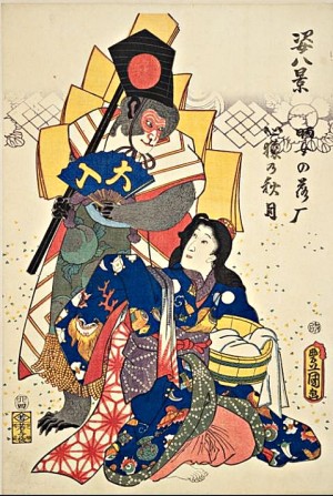 国立国会図書館デジタルコレクション「姿八景　晒女の落雁・心猿の秋月 (姿八景)」を加工して作成